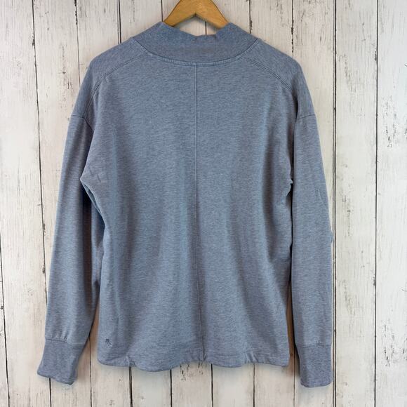 Athleta Blue Heather Clarity V-Neck Thumbholes Sweatshirt #466781 Size Medium - Picture 12 of 15
